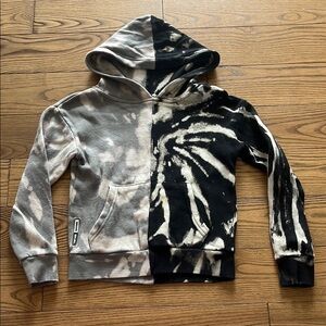 Vintage Havana Black and Gray Tie-Dye Hoodie